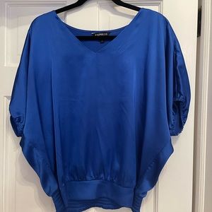 Royal blue silky blouse